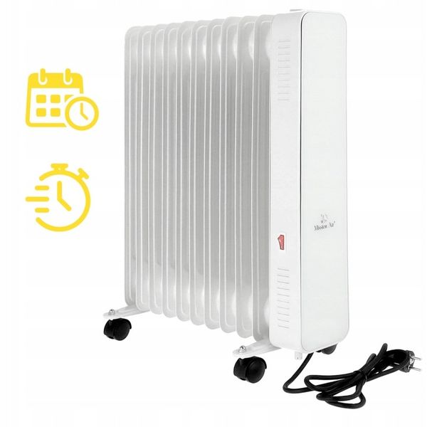 Grzejnik olejowy elektryczny Mission Air OSLO white 2500W biały WIFI TIMER zdjęcie 14