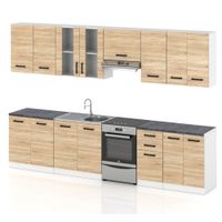 Meble Kuchenne Drewniane Kuchnia Jowita 3.2m Modułowa Nowoczesna Sonoma