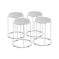 Hokery Kuchenne Barowe Białe Skóra PU Metalowe 4 Sztuki Zestaw 47cm