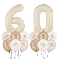 Zestaw balonów na 60 urodziny kremowy