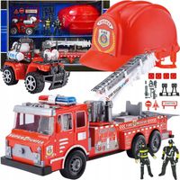 DUŻY Zestaw STRAŻ POŻARNA WÓZ STRAŻACKI STRAŻACY KASK QUAD AKCESORIA BOX