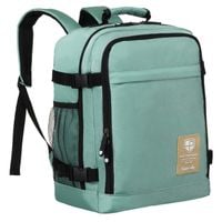 dwukomorowy plecak podróżny w turkusowym kolorze z uchwytem na walizkę