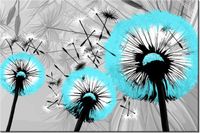 60CM 40CM OBRAZ ŚCIENNY DMUCHAWCE DELIKATNYM TURKUSIE DRUK PŁÓTNO RAMA