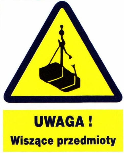ZOO-10 - UWAGA ! Wiszące przedmioty - ZNAK TABLICA zdjęcie 1