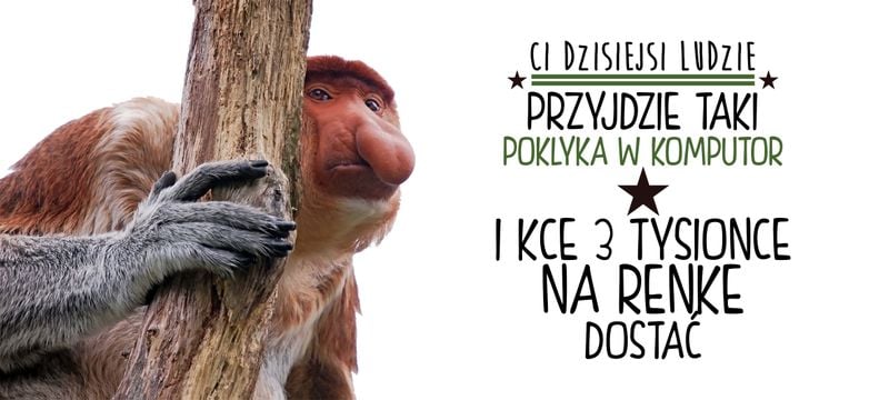 Kubek z nosaczem Ci dzisiejsi ludzie - 330 ml - czerwony zdjęcie 2