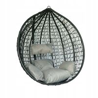 FOTEL WISZĄCY KOSZ HUŚTAWKA KOKON ZANZIBAR CZARNY + SZARE PODUSZKI