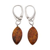 Kolczyki - koniakowy Bursztyn markiza i srebro 2
