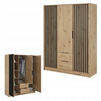 SZAFA GARDEROBA SOREN 3D Dąb ARTISAN 200CM OTWIERANA DUŻA PÓŁKI DRĄŻEK