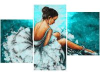 OBRAZ BALETNICA TURKUSOWYM TLE