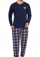 Piżama męska klasyczna na prezent długi rękaw długie spodnie bawełna M