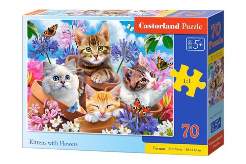 Puzzle 70 Elementów Koty W Kwiatach na Arena.pl