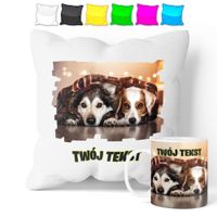 ZESTAW: KUBEK + POSZEWKA - SŁODKI PIESEK PIES - PREZENT WIELE WZORÓW + IMIĘ