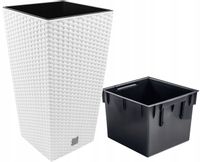 Doniczka RATO wysoka DRTS170 z wkładem | Biały, Kształt Kwadratowy, Wymiary 17x17x32 cm, Kolor Biały, Prosperplast