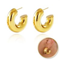 Kolczyki Ze Stali Szlachetnej Pozłacanej 14K Złotem, Grube Koła Sztyft