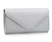 TOREBKA kopertówka skórzana eko wizytowa brokatowa V324 srebrna