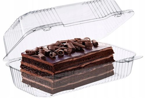 Pojemniki plastikowe na ciasto komunie ślub opakowanie jednorazowe 50szt na Arena.pl