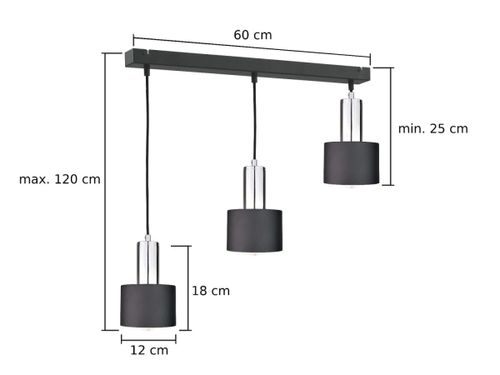 Lampa wisząca 3xE27 LUCE BLACK SILVER na Arena.pl