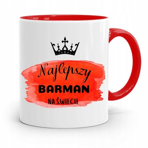 Kubek Czerwony Prezent Dla Najlepszego Barmana Z Nadrukiem Ze Zdjęciem na Arena.pl