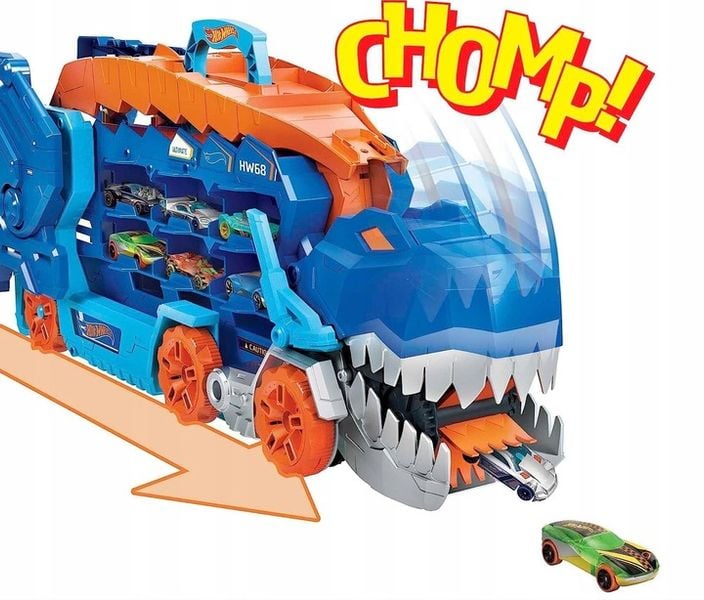 HOT WHEELS T-REX MEGA TRANSPORTER TORY WYŚCIGOWE zdjęcie 4