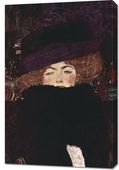 Obraz 60x90cm Lady with Hat and Feather Boa, Klimt Vintage