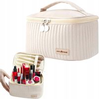 Kosmetyczka podróżna damska skórzana na kosmetyki duża kuferek do samolotu