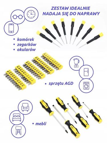 ZESTAW ŚRUBOKRĘTÓW WKRĘTAKÓW BITÓW 65SZT WALIZKA na Arena.pl