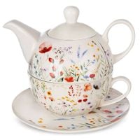 Dzbanek Porcelanowy Maki z Filiżanką do Zaparzania Picia Kawy Herbaty Ziół