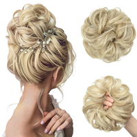 Kok doczepiany sztuczne włosy gumka kucyk falowane gęste jasny blond