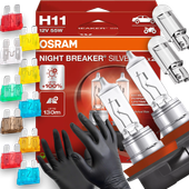 Żarówki Osram H11 Night Breaker Silver 100% W5W Led BEZPIECZNIKI Rękawiczki