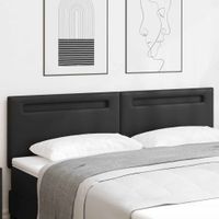 Zagłówek Ze LED Lights Montowane na ścianie Czarny 180 cm PVC