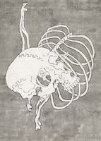 Plakat 50x70cm Skull and Ribcage, Hokusai Japoński Vintage do Salonu