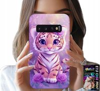 ETUI DO SAMSUNG GALAXY S10 PLUS - SŁODKI TYGRYSEK NA RÓŻOWYM TLE + FOLIA