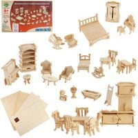 tg67315 mebelki drewniane do domku dla lalek meble 34 szt