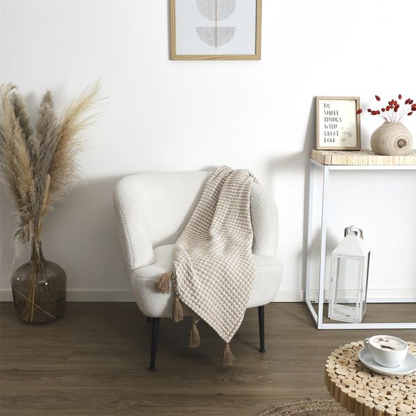 Koc/ Pled Honeycomb beżowy120x150cm zdjęcie 2