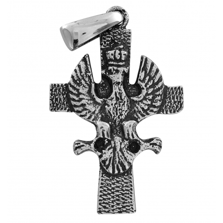 SREBRNY BARDZO DUŻY KRZYŻ Z ORŁEM PRÓBA SREBRA 925 ORZEŁ zdjęcie 1