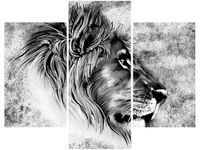 70 90CM OBRAZ 3 ELEM GŁOWA LWA ŚCIENNY PŁÓTNO