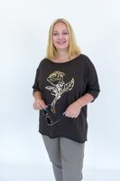 Czekoladowa Laserowo Cięta Koszulka ze Złotą Różą UNI MAŁY