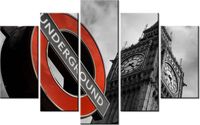 70 100CM OBRAZ 5 ELEM LONDYŃSKIE METRO DRUK PŁÓTNO