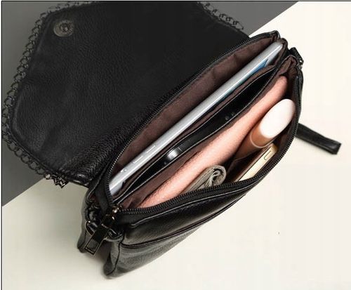 Torebka Damska CZARNA Kopertówka Łańcuch na Ramię Pasek EKO Skóra Krokodyla na Arena.pl