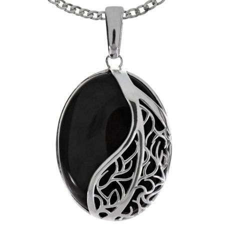 SREBRNY OKAZAŁY WISIOR Z ONYKSEM SREBRO PRÓBY 925 zdjęcie 3