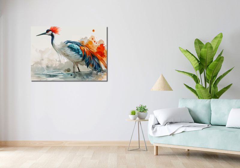 Obraz 100x70cm Żuraw w Akwareli zdjęcie 2