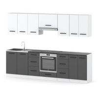 Meble Kuchenne Biało Szare Modułowe Nowoczesne Roma 2.8m Pojemna Kuchnia