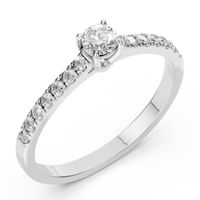 pierścionek z białego złota 585 z diamentem (brylantem) 0,41 ct lab