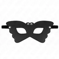 kink skorzana maska motyl 20x9 cm - regulowana, czarna