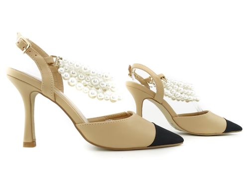 Niskie szpilki beżowe z perełkami 39 na Arena.pl