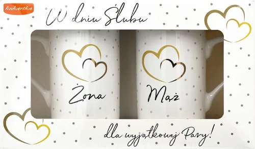 Elegancki Komplet Kubków na Prezent Ślubny dla Pary Młodej - Żona i Mąż na Arena.pl