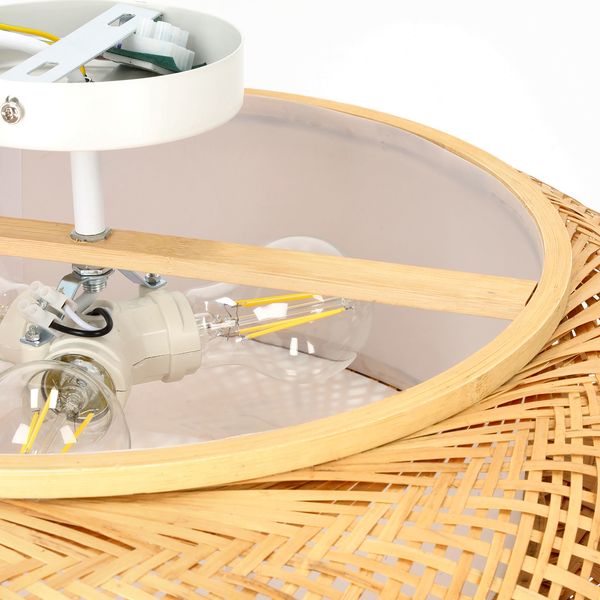 Lampa sufitowa BULI S Plafon Bambusowa pleciona E27 40cm Okrągła 3xE27 zdjęcie 5