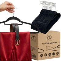 Wieszaki welurowe czarne 50 szt. antypoślizgowe do ubrań zestaw