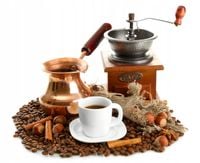 FOTOTAPETA kuchenna KASZTANY MŁYNEK KAWA 360x240