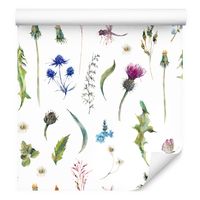 Tapeta dzikie kwiaty liście motyle na korytarz